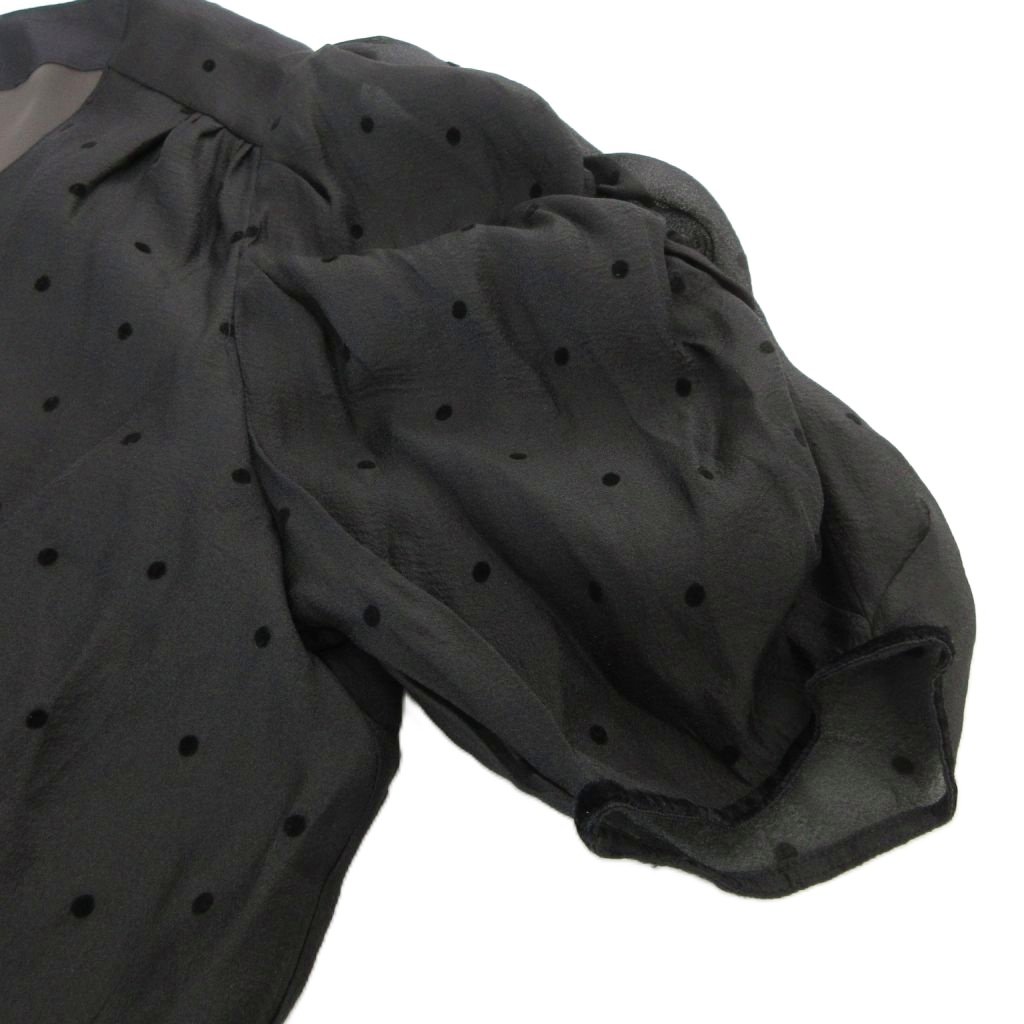 JUSGLITTY ギャザースリーブフロッキーブラウス ドット 2025 今期