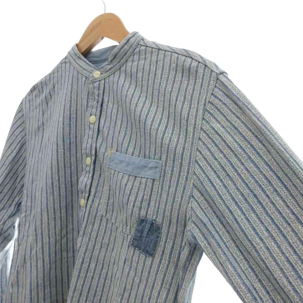 ダブルアールエル RRL リペア ヘンリーネック バンドカラーシャツ 麻
