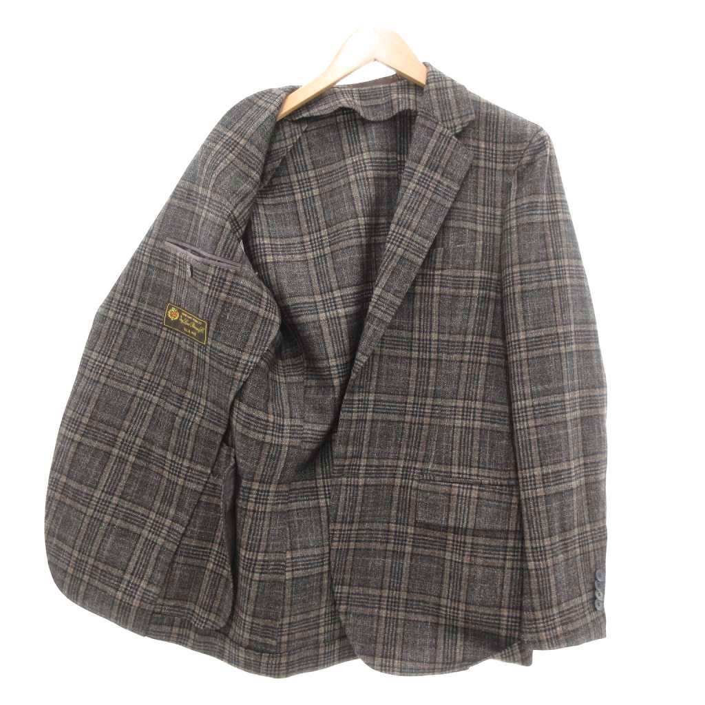 USA製 Peake カシミア テーラードジャケット ベージュ (42) 大きいサイズ 中古 古着 G1995 トゥモローランド TOMORROWLAND PILGRIM Loro Piana Silk Air 21AW