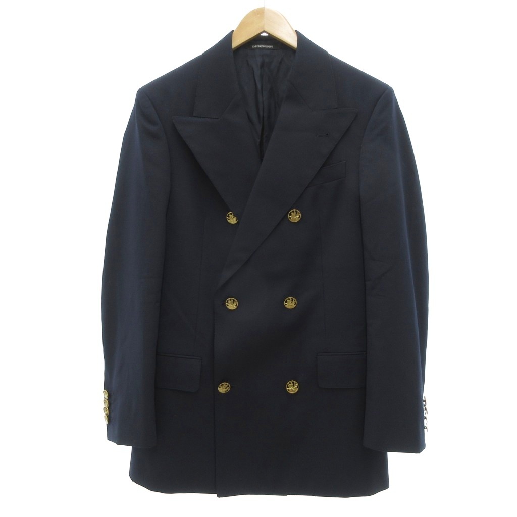 【中古】エンポリオアルマーニ EMPORIO ARMANI 24AW ダブル テーラードジャケット ブレザー 紺ブレ ウール 金ボタン エンポリオアルマーニ EMPORIO ARMANI 24AW ダブル テーラード