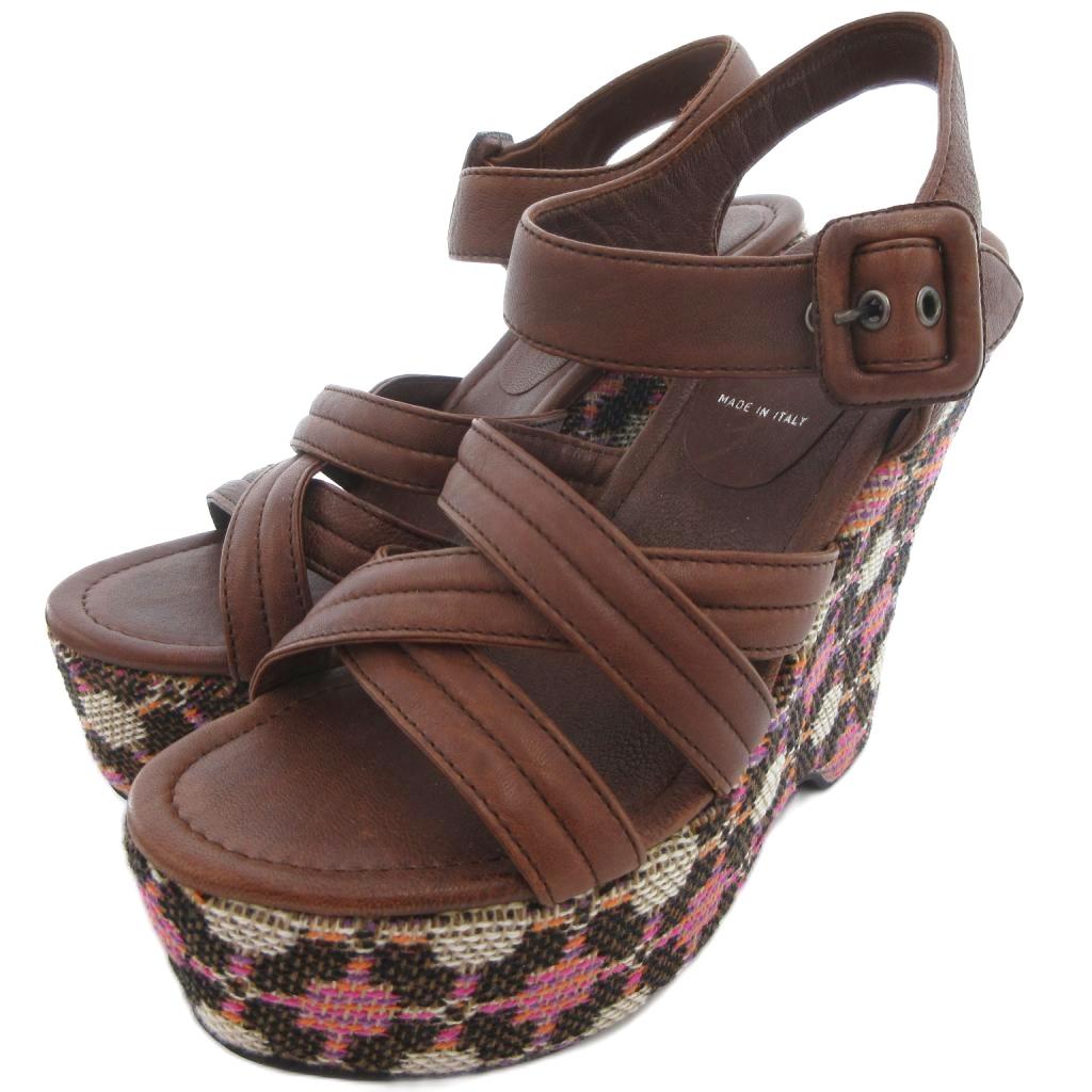 ミュウミュウ miumiu ウェッジソールサンダル ストラップ 厚底