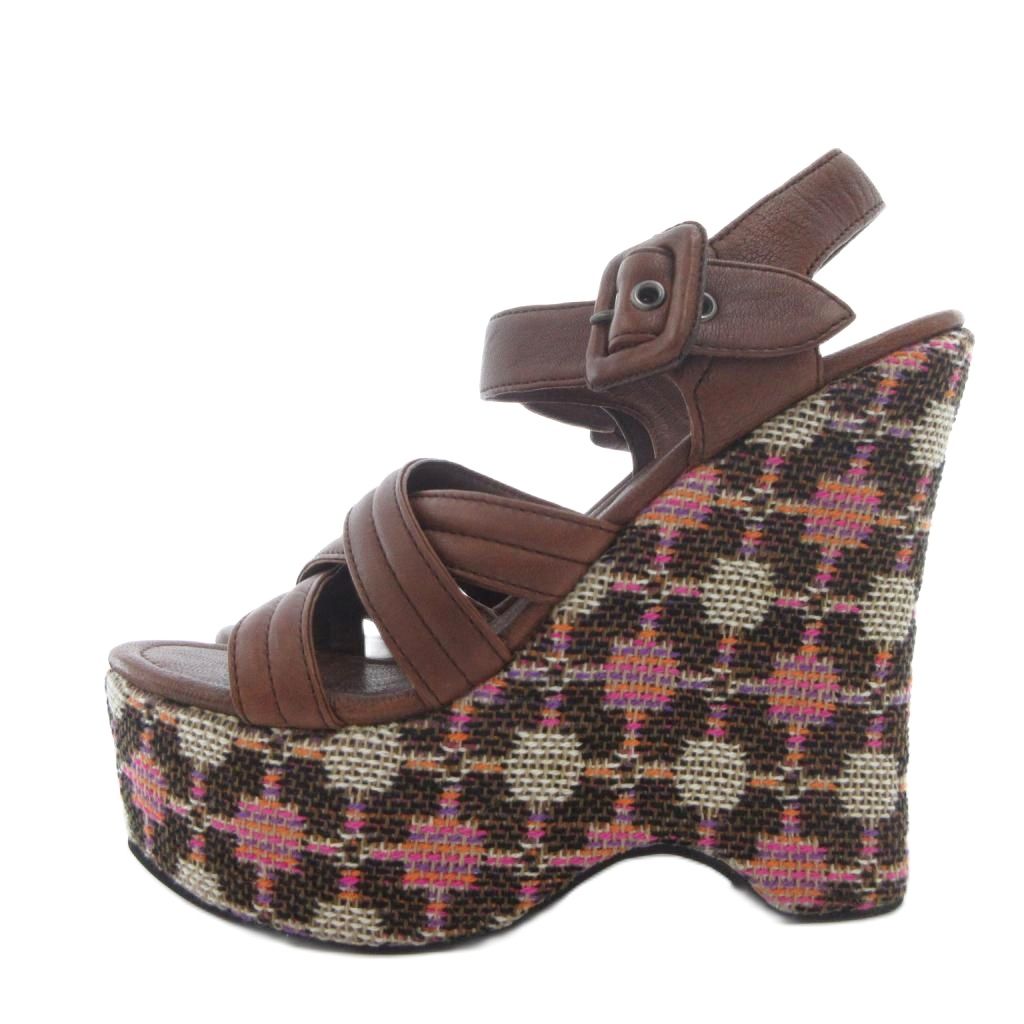 ミュウミュウ miumiu ウェッジソールサンダル ストラップ 厚底