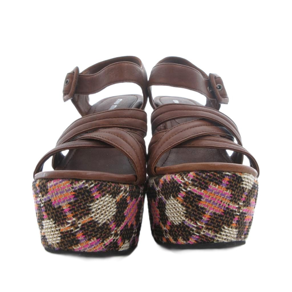 ミュウミュウ miumiu ウェッジソールサンダル ストラップ 厚底