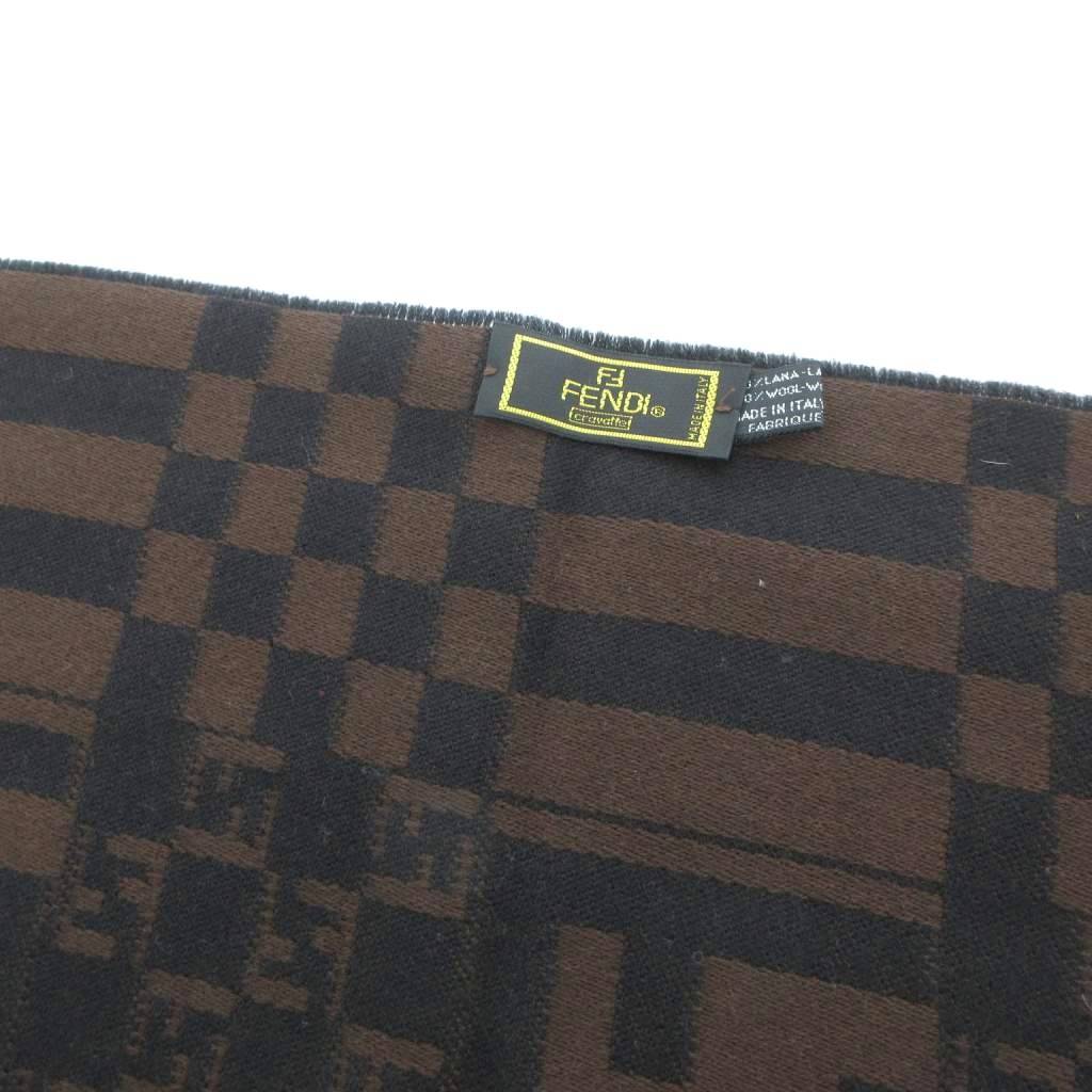 フェンディ FENDI cravatte マフラー ウール フリンジ FFロゴ ズッカ柄