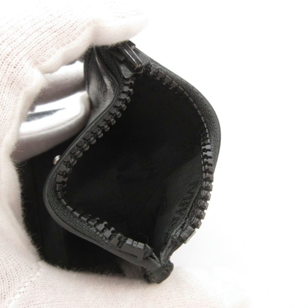 エムエムシックス メゾンマルジェラ MM6 Maison Margiela 22年 二つ折り財布 コンパクトウォレット ロゴ L字ジップファスナー ステッチ レザー ブラック SA5UI0001 /MG ☆AA★ レディース
