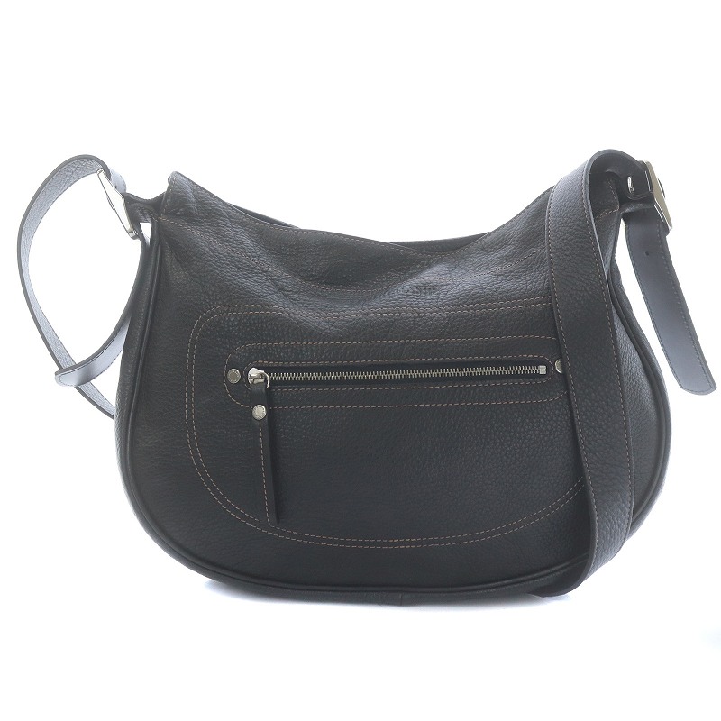 ロンシャン LONGCHAMP ワンショルダーバッグ ステッチ レザー 黒 ロンシャン LONGCHAMP ワンショルダーバッグ ステッチ レザー 黒