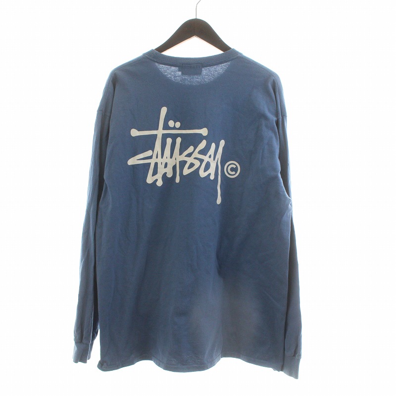 ステューシー STUSSY Tシャツ カットソー ロンT 長袖 バックロゴ S 青