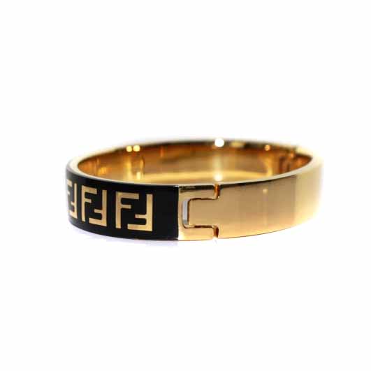 フェンディ FENDI ブレスレット バングル ズッカ柄 S 黒 ブラック 