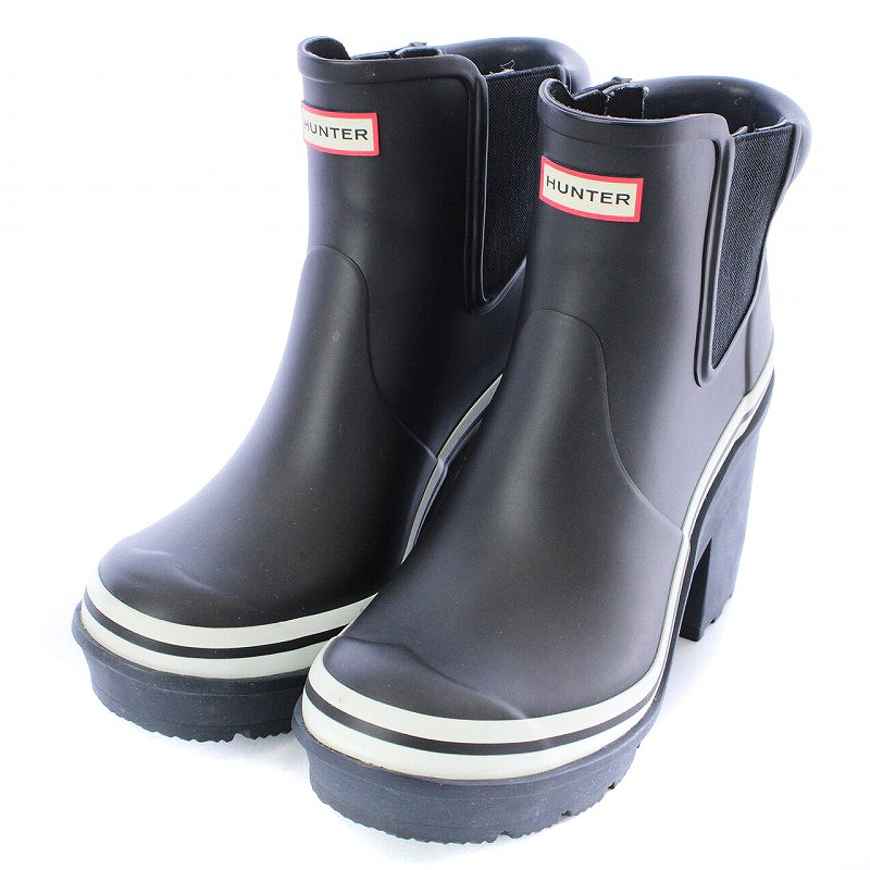ハンター HUNTER ORIGINAL BLOCK HEEL CHELSEA V ストライプ ショート 