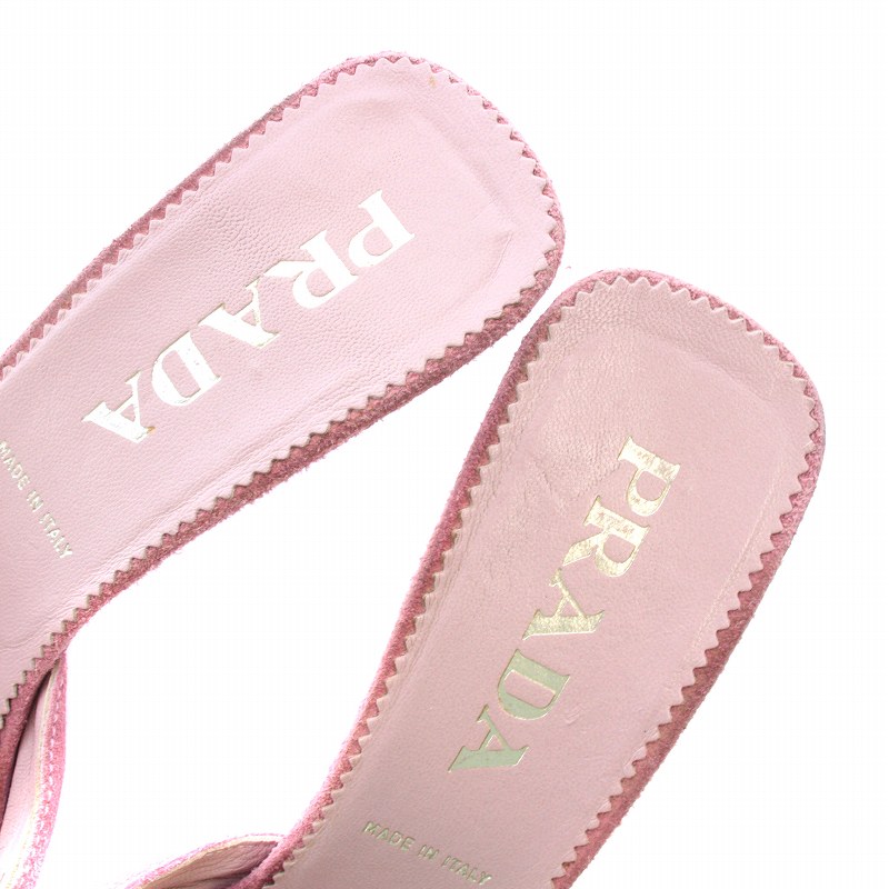 プラダ PRADA ミュール サンダル スエード リボン ポインテッドトゥ 