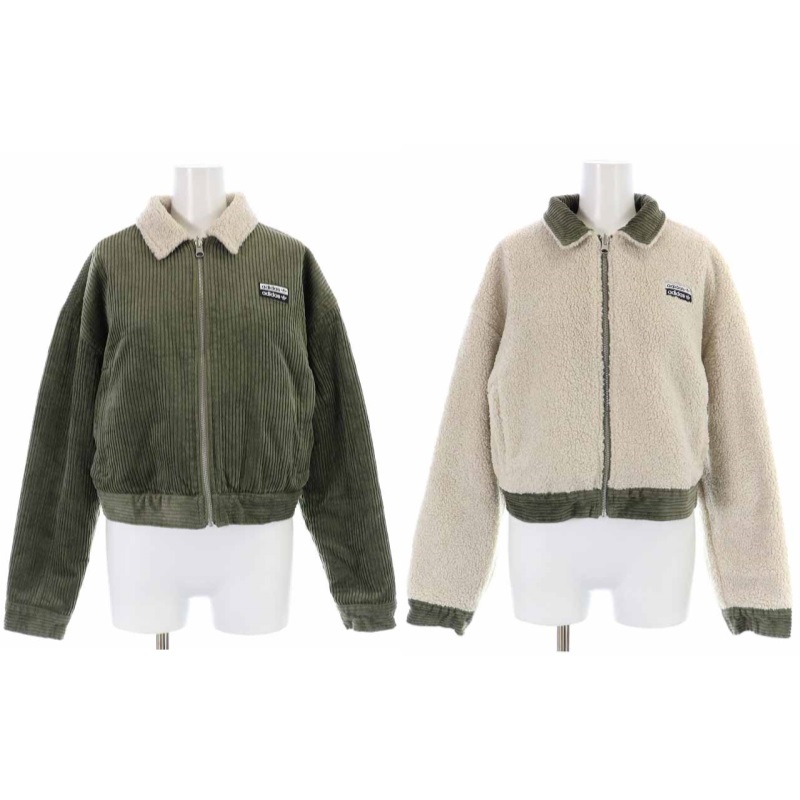 アディダス コーデュロイジャケット女性 S オリーブ ボア フリース