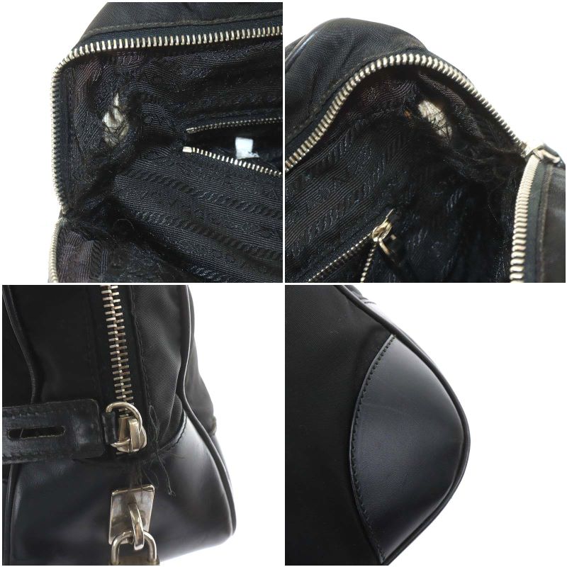 プラダ PRADA ミニボストン ハンドバッグ ナイロン 黒 ブラック