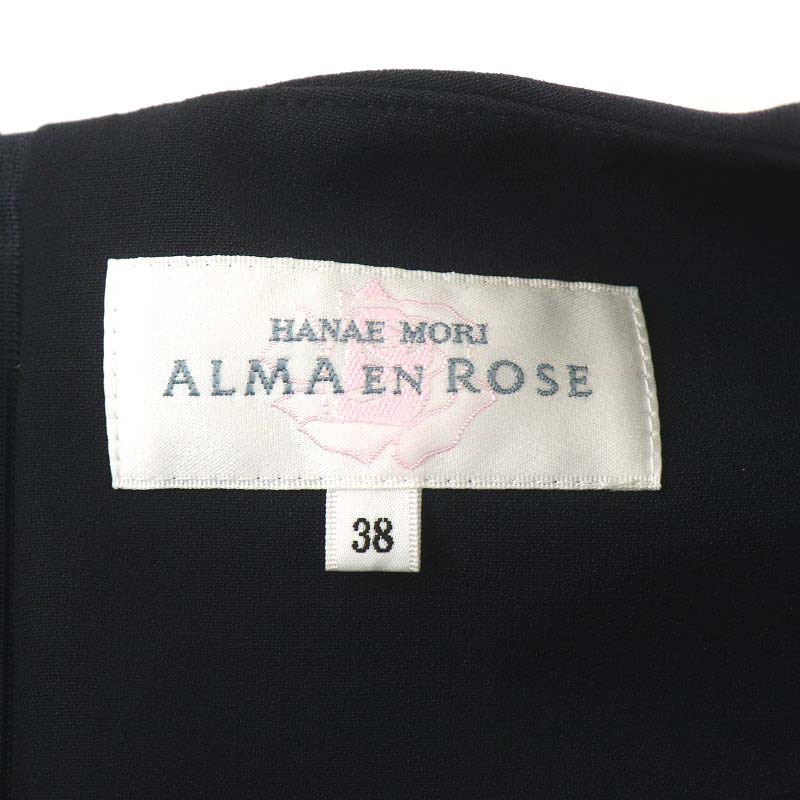 未使用品 ハナエモリ HANAE MORI alma en rose ワンピース ひざ丈 ノースリーブ 38 M 紺 ネイビー /AN25 レディース