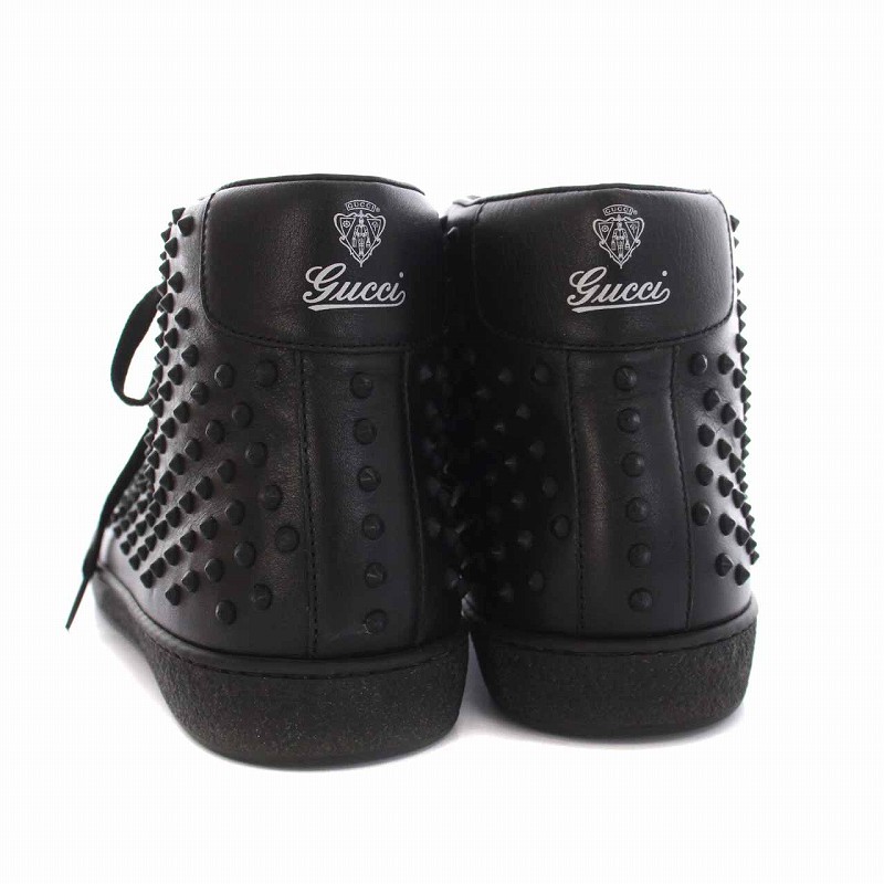 【美品】GUCCI グッチ 322737 スタッズ ハイカットスニーカー ブラック サイズ：5 24㎝前後 グッチ GUCCI スニーカー ハイカット ジュース レザー スタッズ 9.5C