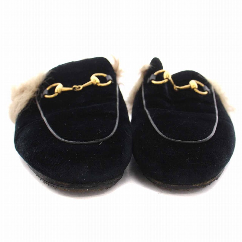 グッチ GUCCI プリンスタウン ベロア ファー ホースビット スリッポン  
