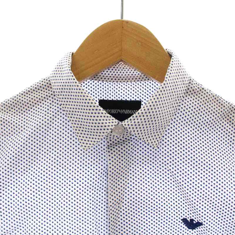 EMPORIO ARMANI シルク100%ドット柄長袖シャツ　総柄　アルマーニ EMPORIO ARMANI シルク100%ドット柄長袖シャツ 総柄 アルマーニ