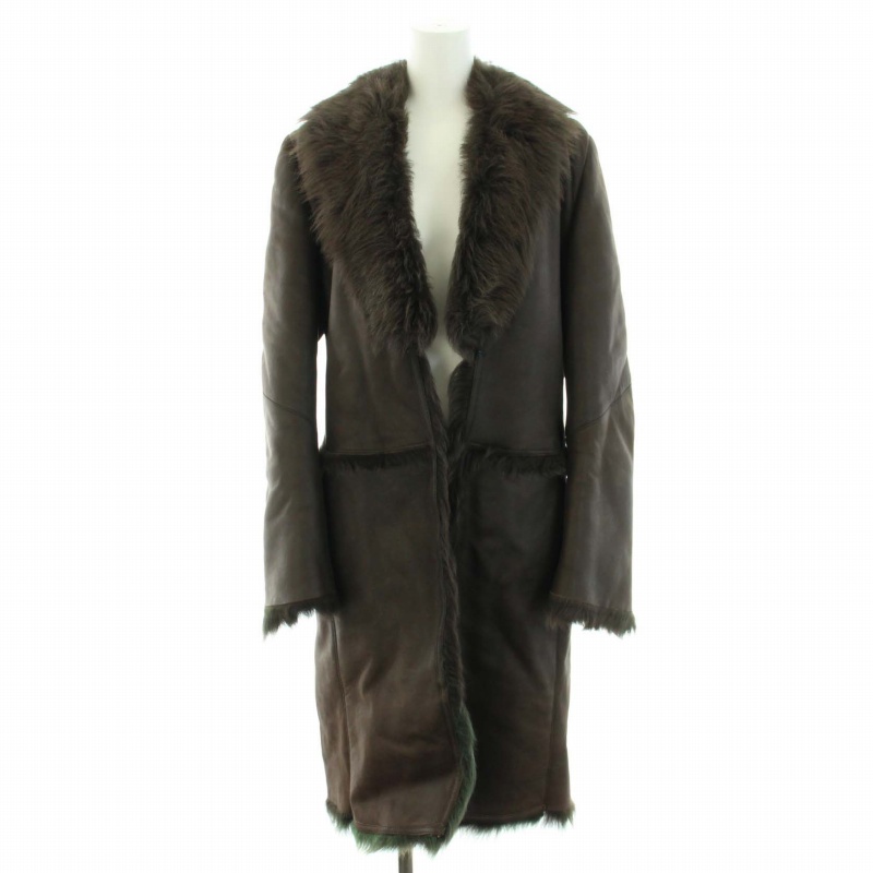 本革フォックスファーコート ブラックベージュ Y-244 高級 フォックス
