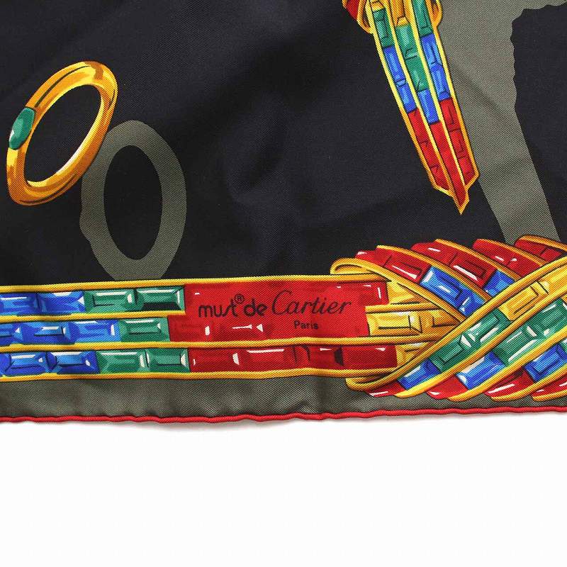 Cartier ジュエリー柄 シルクスカーフ Cartier - カルティエ Cartier スカーフ 宝石柄 ジュエリー柄