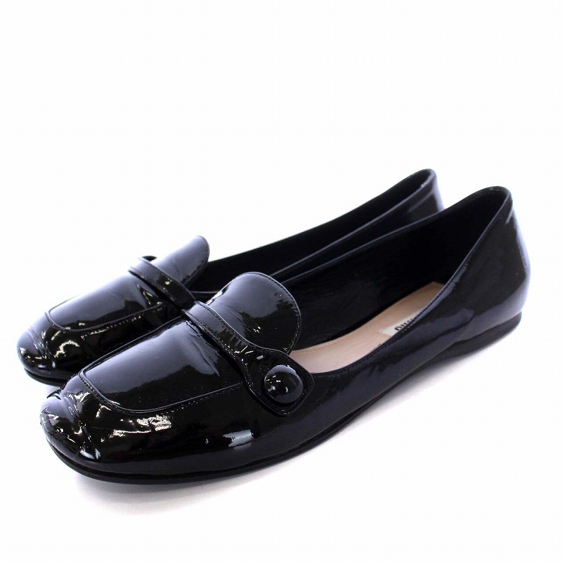 ミュウミュウ miumiu ローファー モカシン フラット エナメル スクエア 