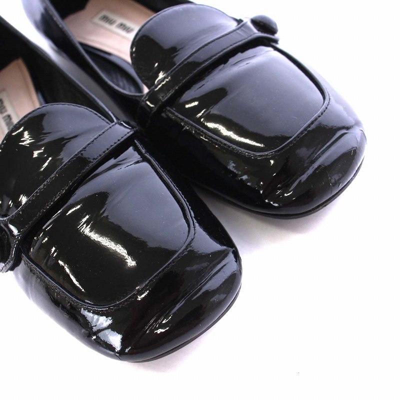 miu miu 黒 エナメル フラットシューズ39 miu miu 黒 エナメル フラットシューズ39 Miu Miu レザー