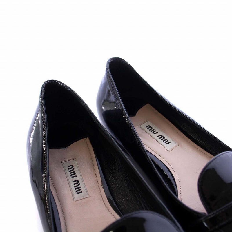 【美品】 miumiu エナメル パンプス ローファー ブラック Amazon | [ミュウミュウ] ローファー パンプス パテント