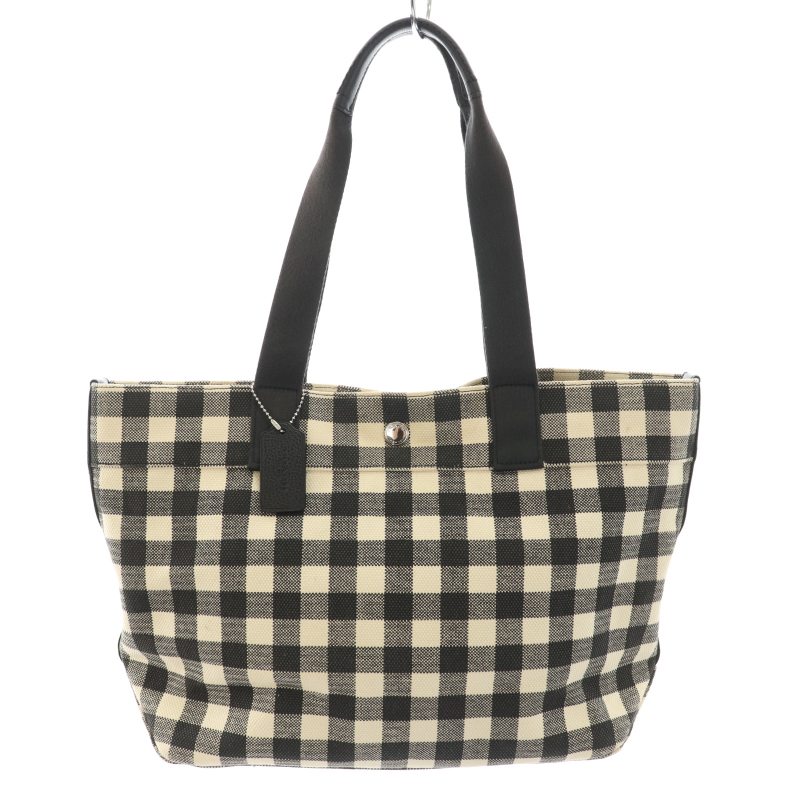 コーチ COACH トートバッグ キャンバス ギンガムチェック柄 ロゴ 