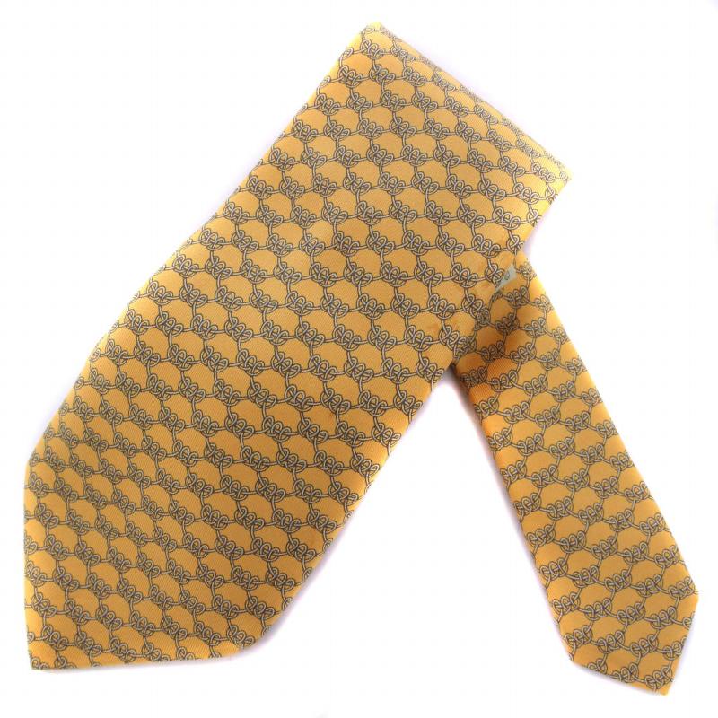 HERMES エルメス ネクタイ 新品同様 総柄/シルクツイル/フューシャ/箱  