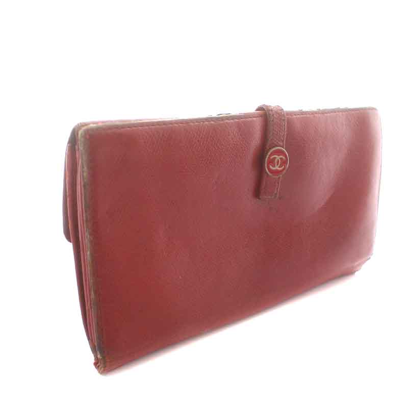 シャネル CHANEL 長財布 二つ折り 小銭入れ Wホック レザー ココボタン