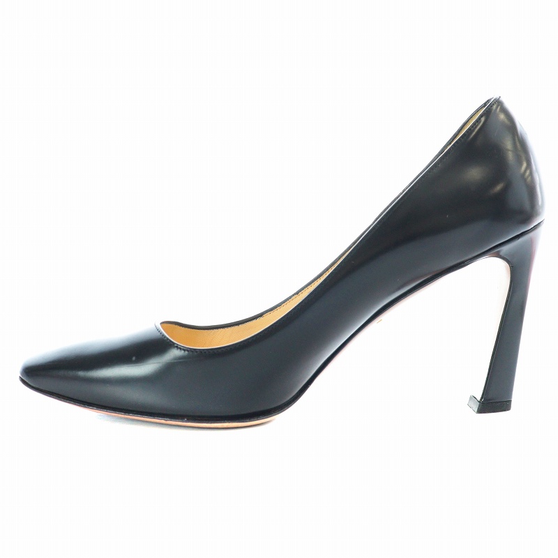 プラダ PRADA パンプス スクエアトゥ レザー 39.5 25.5cm 黒 ブラック 