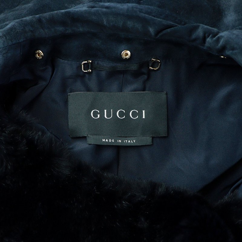 グッチ GUCCI ロングコート ファーライナー スエード 豚革 ラパン 