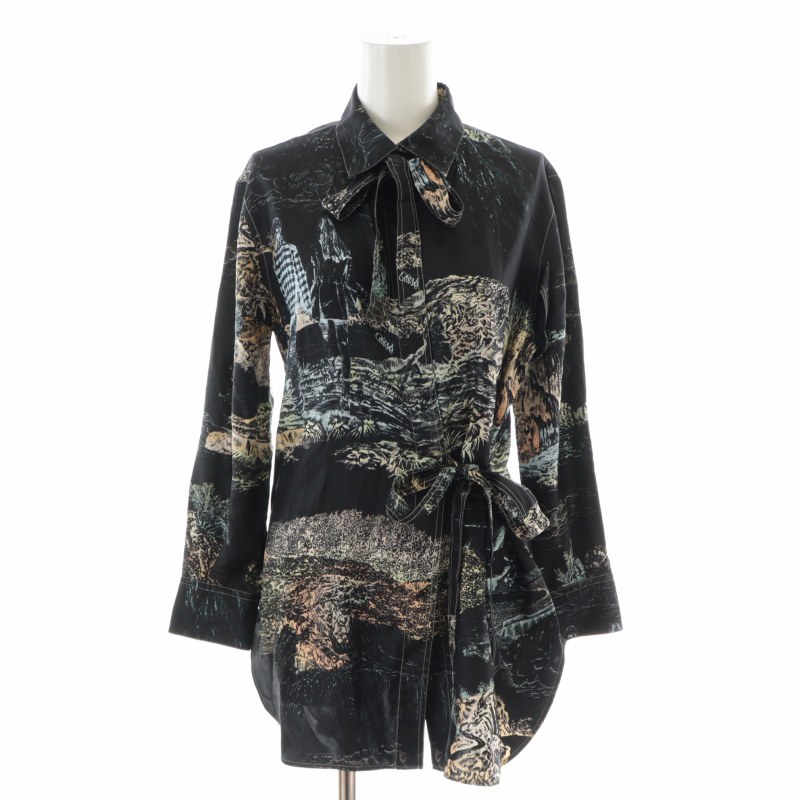 クロエ CHLOE シャツ ブラウス チュニック丈 絹 シルク リボン 総柄  