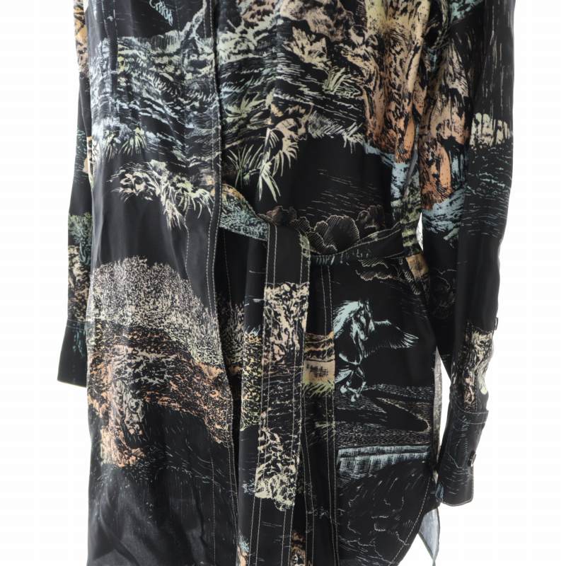 クロエ CHLOE シャツ ブラウス チュニック丈 絹 シルク リボン 総柄  