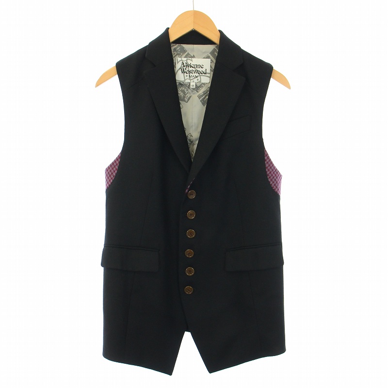 Vivienne Westwood Man ボタン付きベスト ブラック Vivienne Westwood Man ボタン付きベスト ブラック