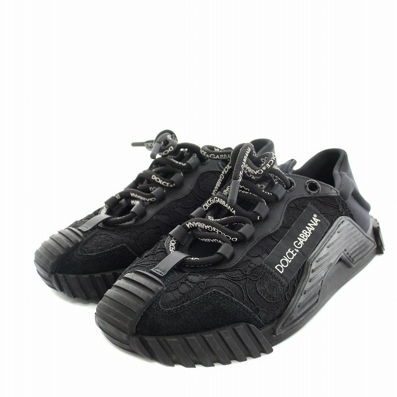 【中古】ドルチェ&ガッバーナ ドルガバ スニーカー スエード レース ナイロン 花柄 36 黒 CK1754 レディース ドルチェ&ガッバーナ ドルガバ DOLCE&GABBANA スニーカー シューズ