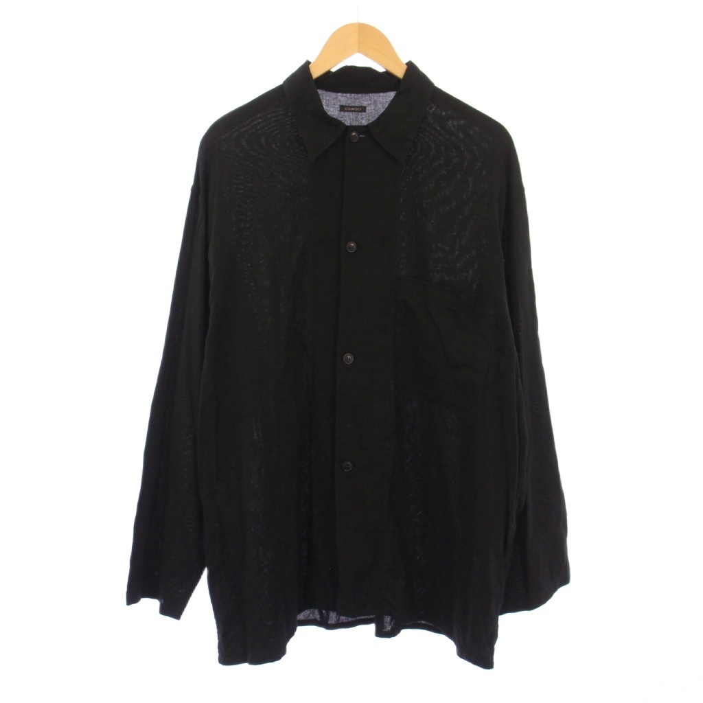 COMOLI / 空紡オックス シャツジャケット (Black) size 3