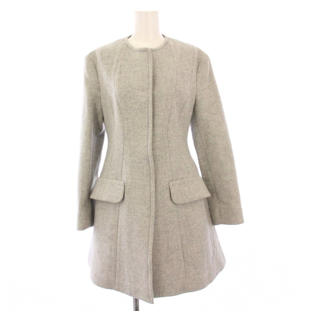 ミュウミュウ miumiu ノーカラーコート アウター ミドル丈 ウール 40