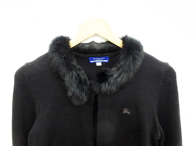 BURBERRY BLUE LABEL フォックス ファー付き カーディガン BURBERRY BLUE LABEL フォックス ファー付き カーディガン