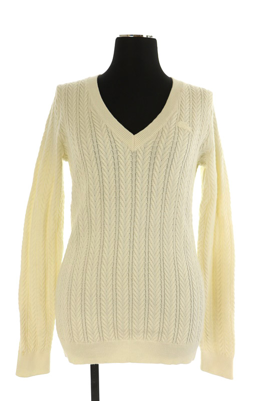 ラコステ Lacoste ニット セーター 長袖 Vネック 白 アイボリー My レディース 169 ベクトルパーク