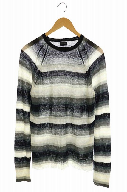 ディーゼル Diesel ニット カットソー ボーダー 長袖 S 紺 グレー 白 Kn メンズ 169 ベクトルパーク