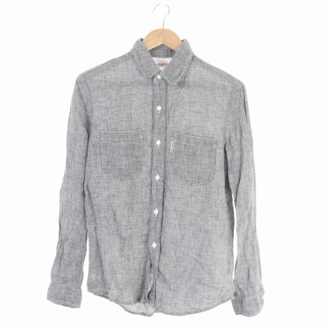 ハリウッドランチマーケット Hollywood Ranch Market シャツ 長袖 リネン 千鳥格子 胸ポケット 1 黒 白 Os メンズ 169 ベクトルパーク