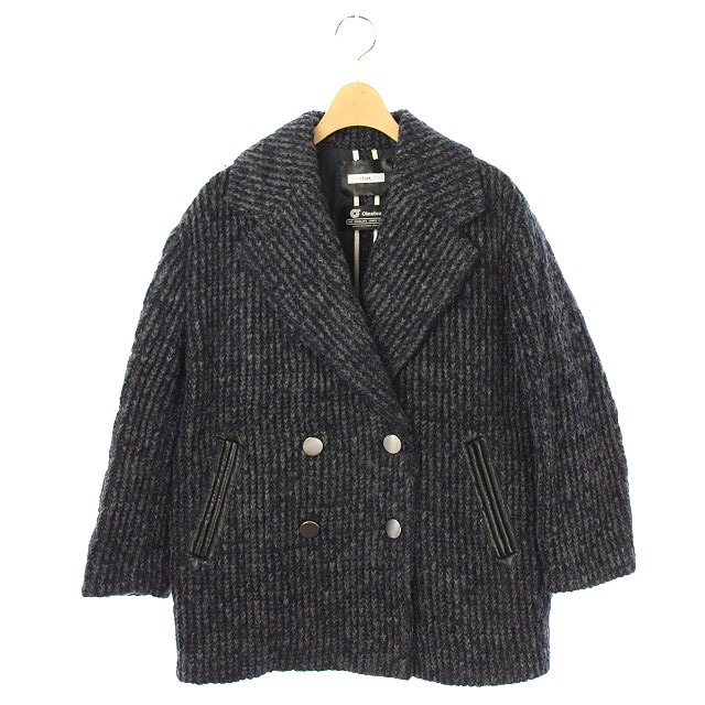 イエナ Iena Olmetex ピーコート Pコート アウター ニット ダブル 36 紺 グレー Df レディース 169 ベクトルパーク