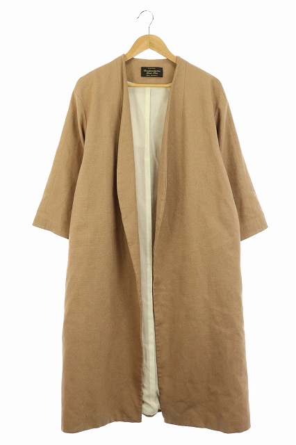 ナノユニバース Nano Universe ノーカラーコート リネン混 総裏地 36 茶 ブラウン Sa レディース 169 ベクトルパーク