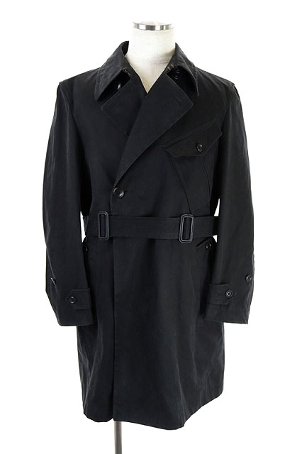 ケント カーウェン Kent Curwen トレンチコート ロング センターベント ベルト ボタン 牛革 M 黒 ブラック 紫 Sa D メンズ 169 ベクトルパーク