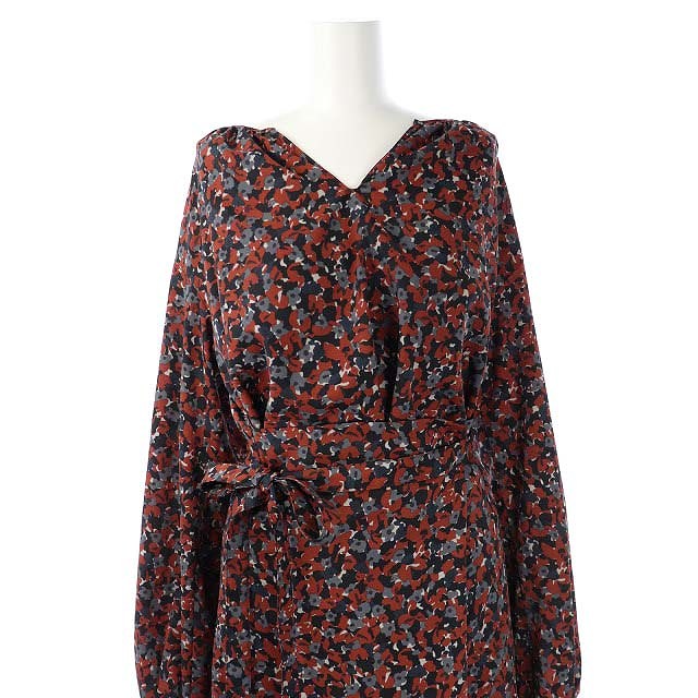 リエス Liesse ワンピース ロング マキシ丈 長袖 総柄 インナーキャミワンピ付き テラコッタ 黒 グレー Hh レディース 169 ベクトルパーク