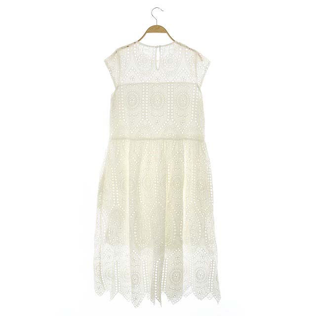 ミルクフェド Milkfed Lace Scallop Hem Dress ワンピース ロング ミモレ 半袖 レース 刺繍 One Size 白 ホワイト Mf レディース 169 ベクトルパーク