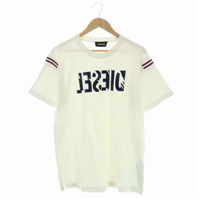 ディーゼル Diesel Tシャツ カットソー 半袖 プリント クルーネック L 白 ホワイト メンズ 169 ベクトルパーク
