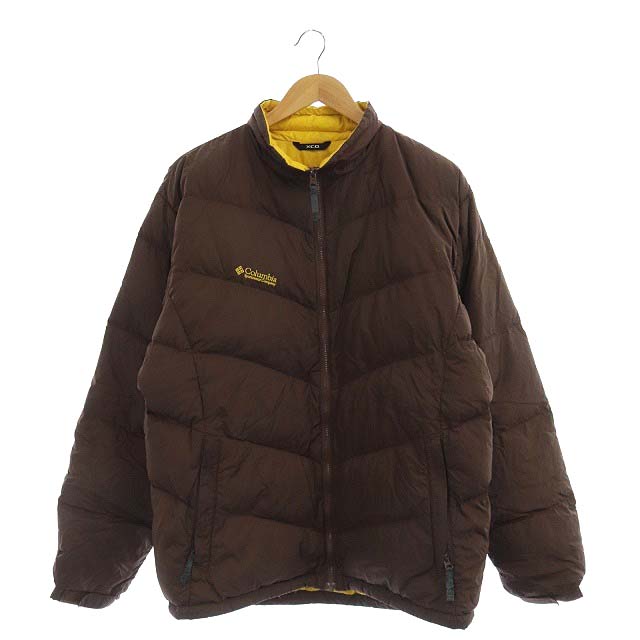 コロンビア Columbia パッカブル ダウンジャケット アウター ジップアップ スタンドカラー ロゴ刺繍 L 茶 黄色 ブラウン イエロー Pm5135 メンズ 169 ベクトルパーク