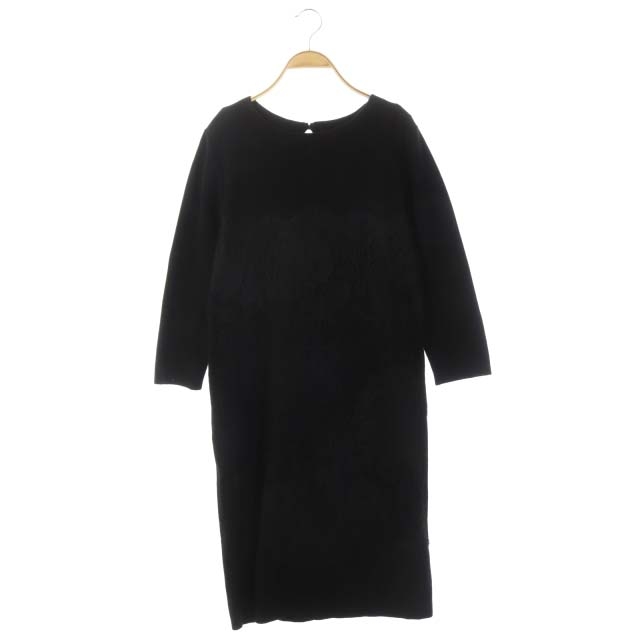 プラステ Plst ニット ワンピース ロングミモレ丈 長袖 レース M 黒 ブラック Df レディース 169 ベクトルパーク