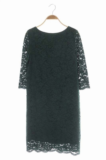 プラステ Plst 18ss 総レース ボクシーワンピース ドレス フレアスリーブ 膝丈 七分袖 ボートネック Xs 緑 グリーン Hs レディース 169 ベクトルパーク
