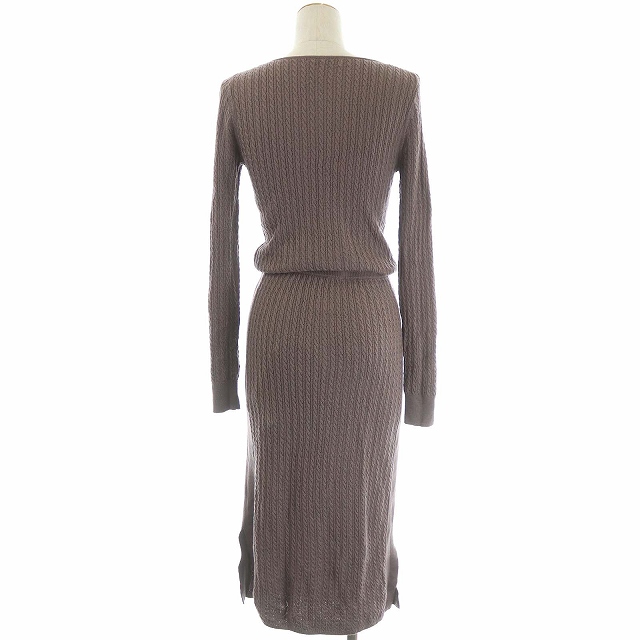 ナノユニバース Nano Universe ニットワンピース 長袖 ロング タイト リボンベルト付き 38 ピンクブラウン Cm レディース 169 ベクトルパーク